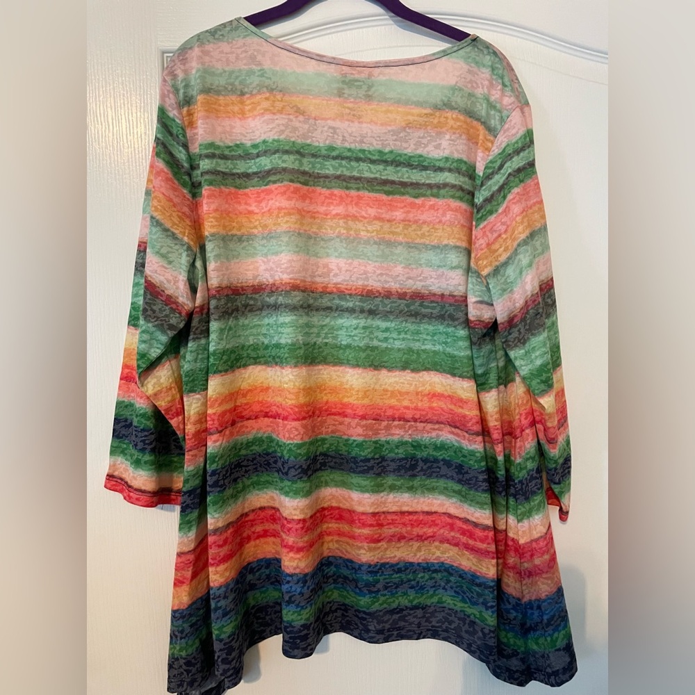Ruby Rd. Multicolor Striped Tunic with Studded Neckline - Picture 6 of 7